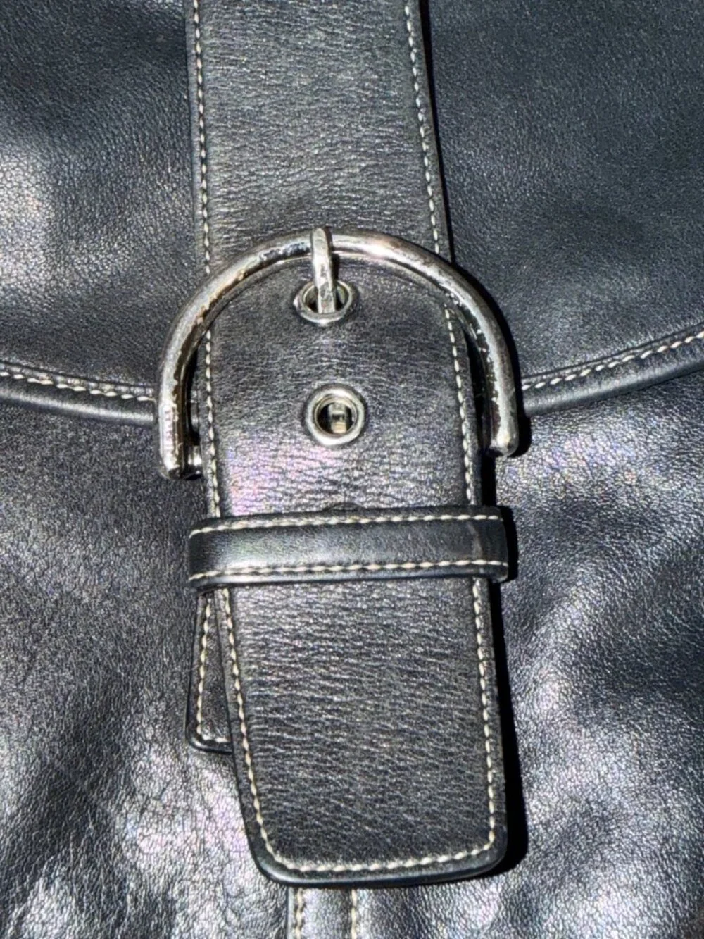 Vintage Y2K Coach Soho Legacy Flap Bag Black Leather F9S 9481 Buckle Snap Estate